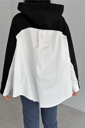 Kadın Standart Beden Oversize Kalıp Cepli Tasarım Sweatshirt - Siyah