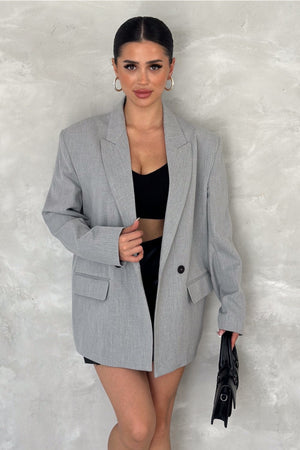 Kadın Astarlı Blazer Ceket - Gri