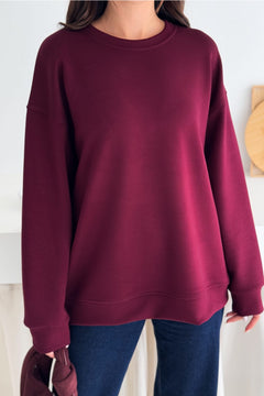 Modal Kumaş Basic Sweatshirt - Bordo