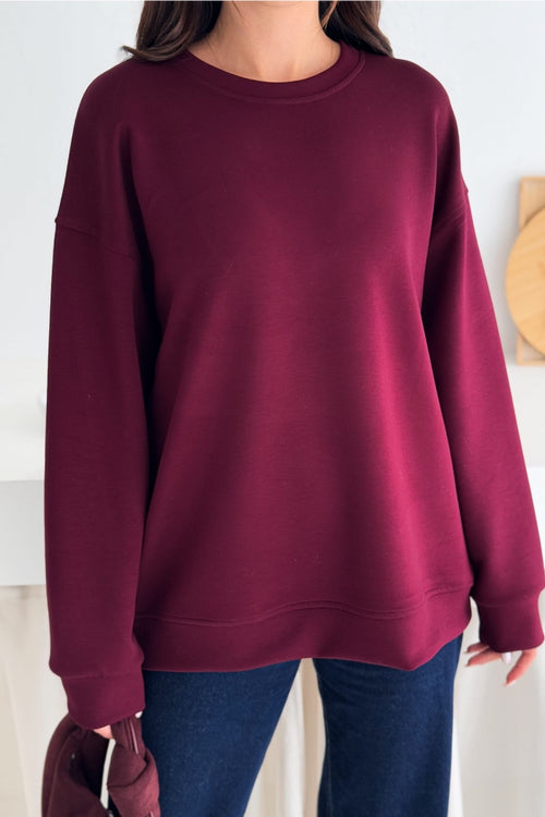 Modal Kumaş Basic Sweatshirt - Bordo