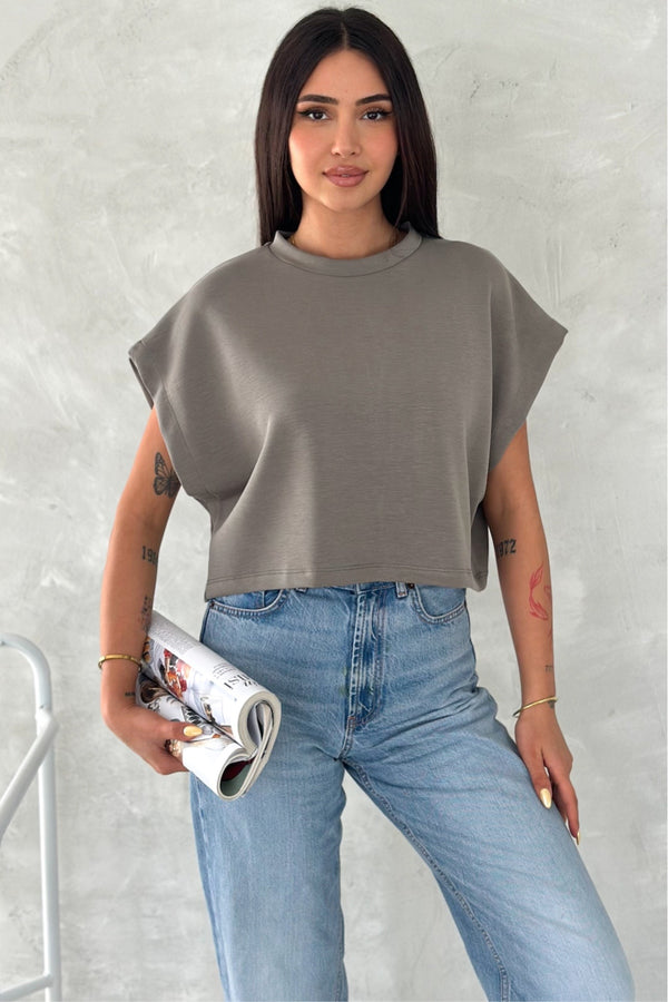 Kadın Yuvarlak Yaka Modal Kumaş Basic T-shirt - Çağla