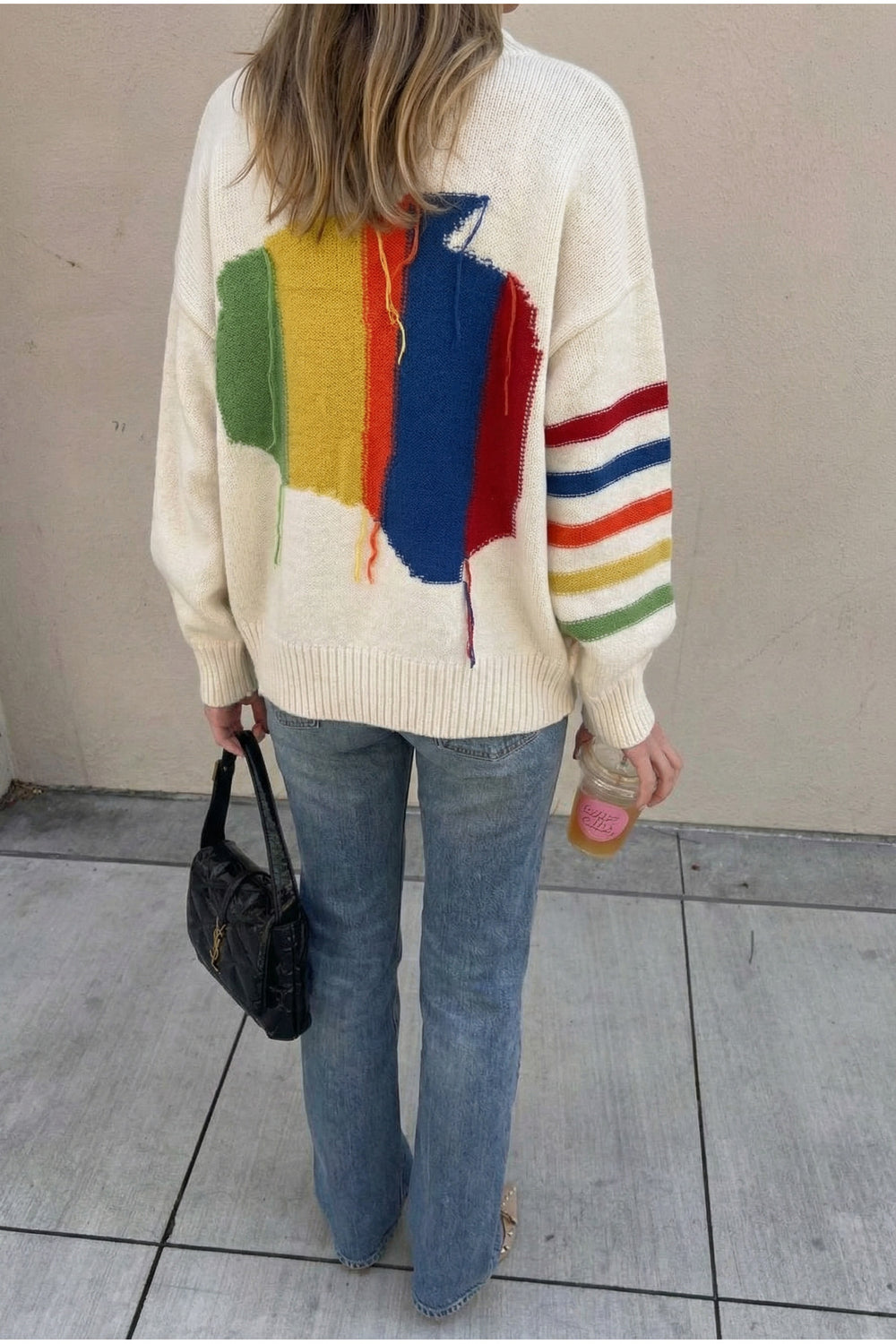 Oversize Triko Kazak - Kırık Beyaz