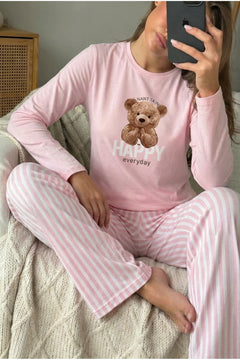 Ayıcıklı Pijama Takımı - Pembe