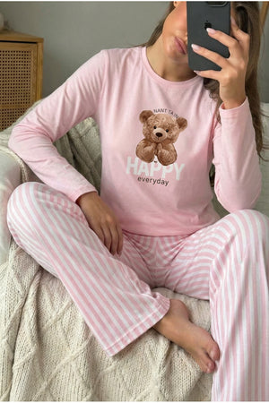 Ayıcıklı Pijama Takımı - Pembe