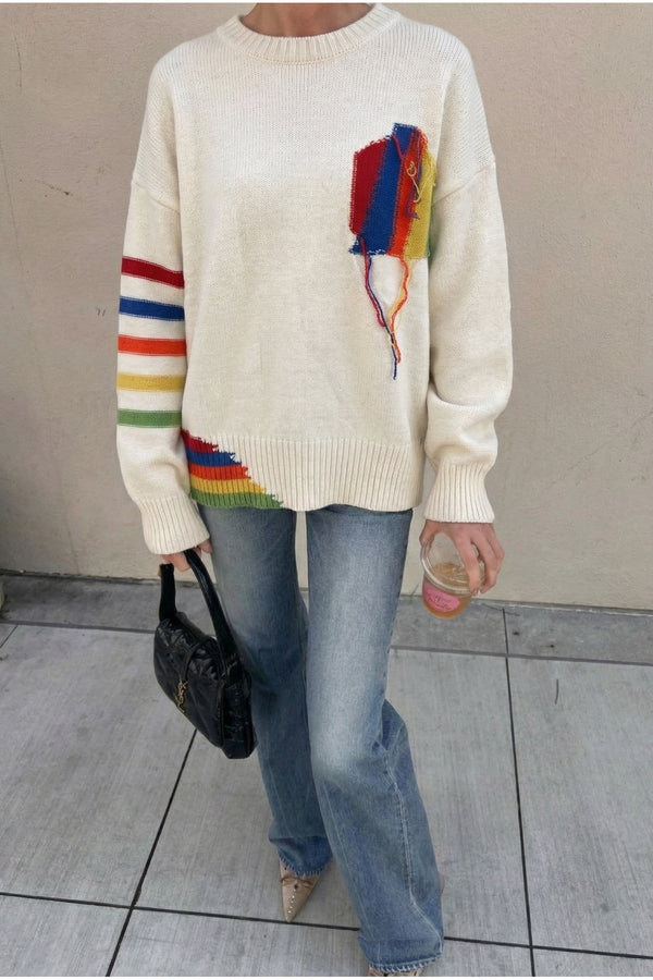 Oversize Triko Kazak - Kırık Beyaz