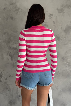 Kadın Standart Beden Polo Yaka Bluz - Pembe