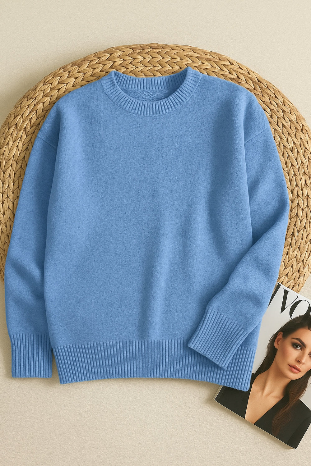 Bebe Oversize Basic Triko Kazak Standart Beden - Mavi