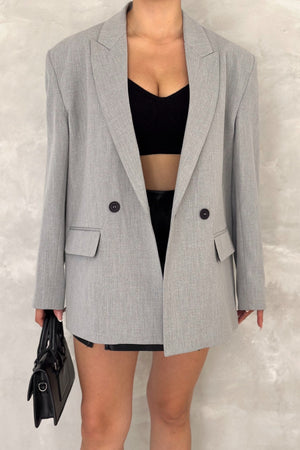 Kadın Astarlı Blazer Ceket - Gri