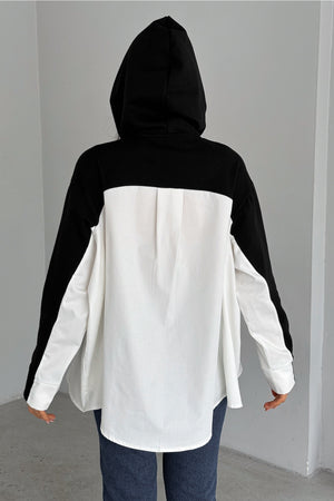 Kadın Standart Beden Oversize Kalıp Cepli Tasarım Sweatshirt - Siyah