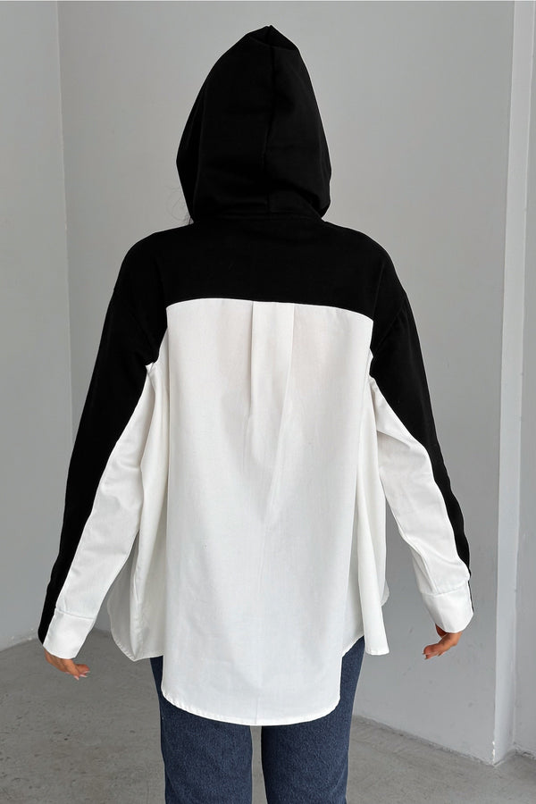 Kadın Standart Beden Oversize Kalıp Cepli Tasarım Sweatshirt - Siyah