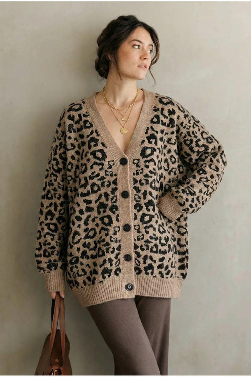 Oversize Triko Hırka - Kahverengi