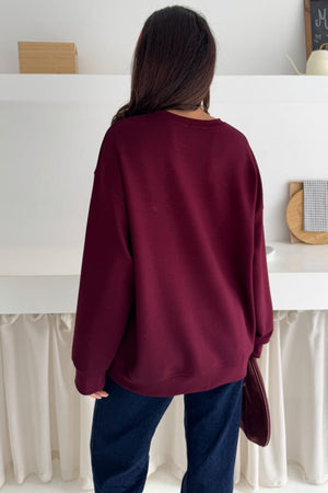 Modal Kumaş Basic Sweatshirt - Bordo