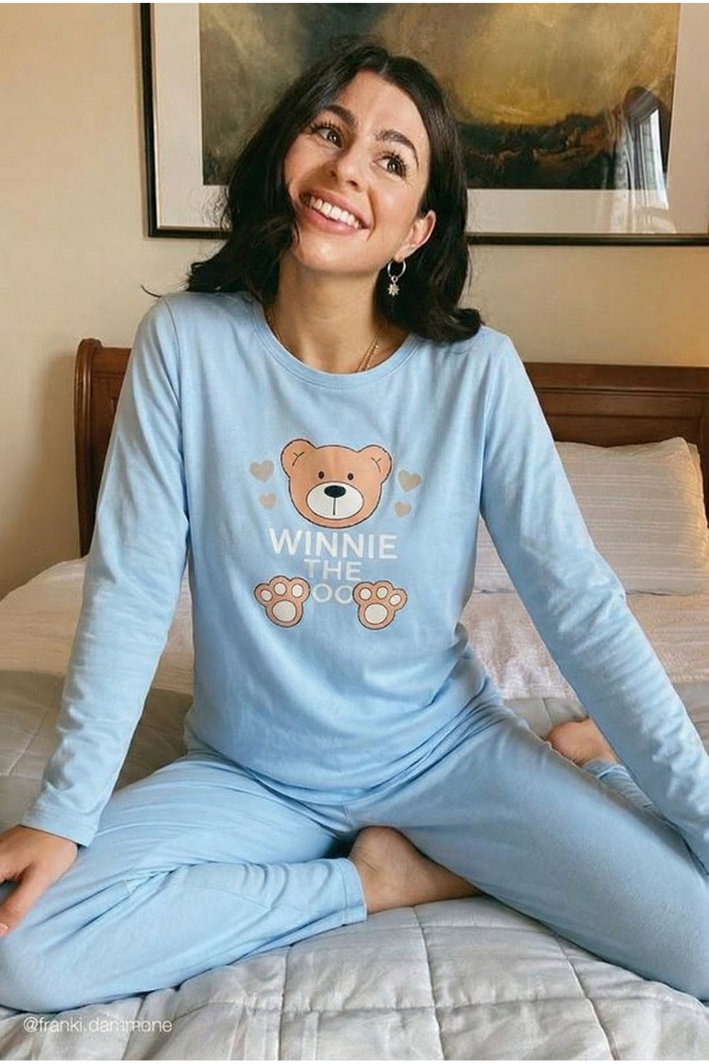Mavi Ayıcık Desenli Pijama Takımı - Açık Mavi