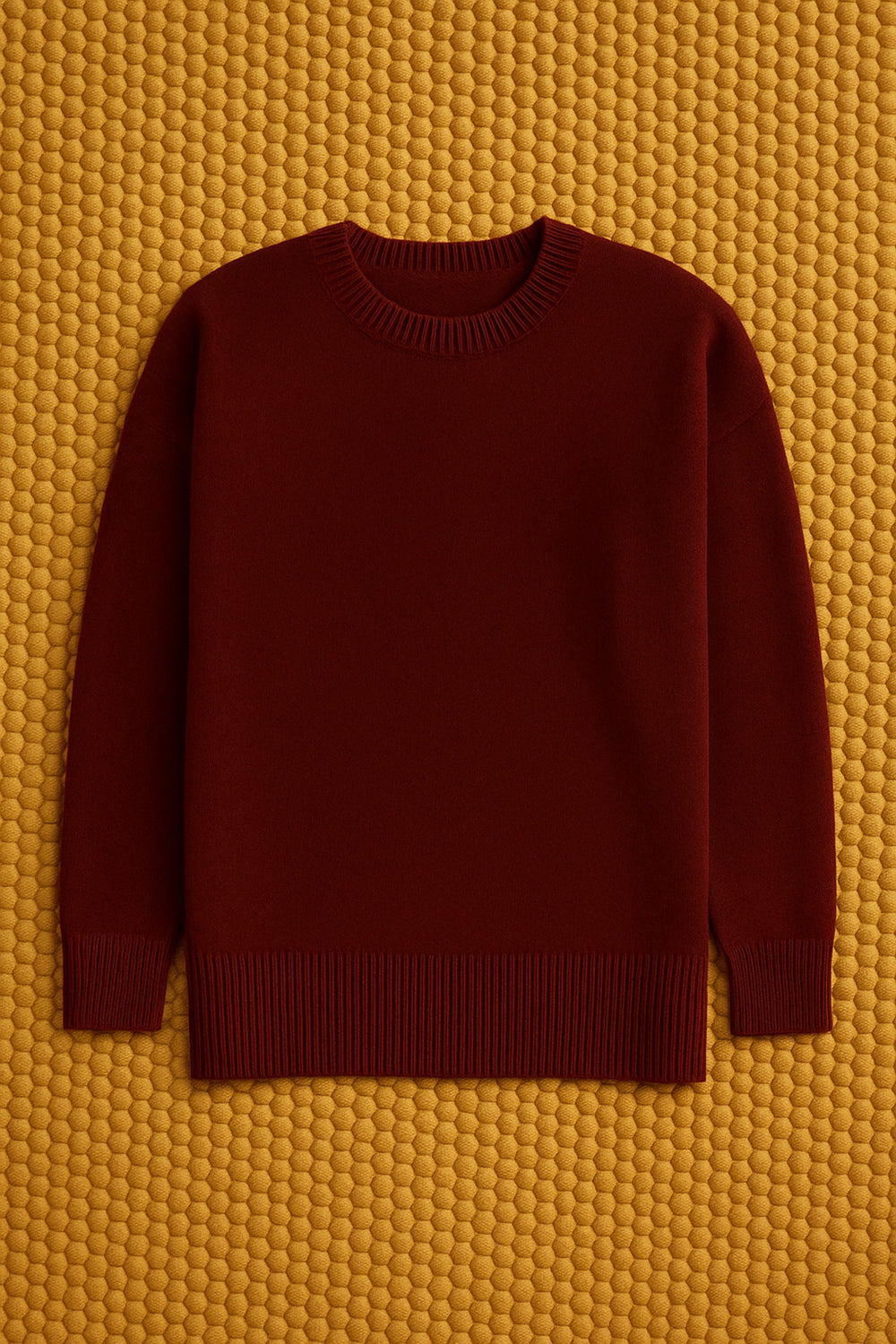 Kadın Standart Beden Oversize Basic Triko Kazak - Bordo