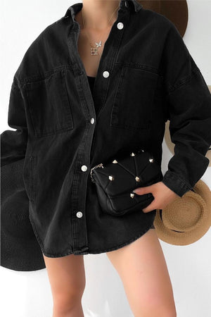 Oversize Kot Ceket - Siyah