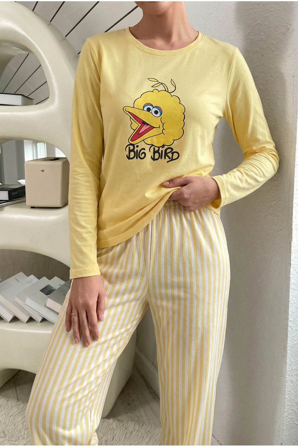 Big Bird Desenli Pijama Takımı - Sarı