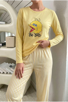 Big Bird Desenli Pijama Takımı - Sarı