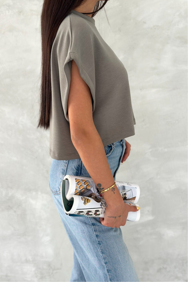 Kadın Yuvarlak Yaka Modal Kumaş Basic T-shirt - Çağla