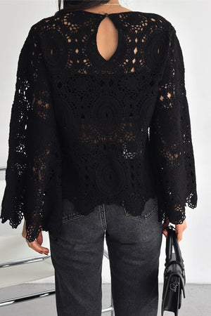 Kadın Tığ İşi Bluz - Siyah
