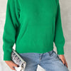 Kadın Standart Beden Kapüşonlu Peluş Triko Sweatshirt - Yeşil