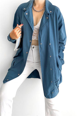 Kadın Oversize Ceket - Mavi