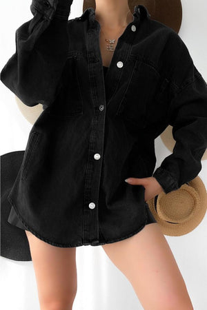 Oversize Kot Ceket - Siyah