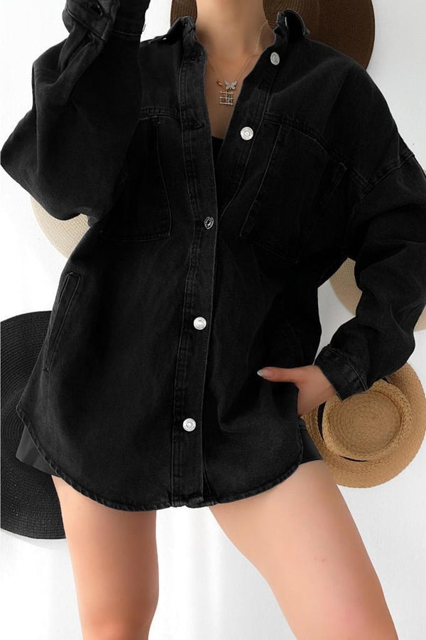 Oversize Kot Ceket - Siyah
