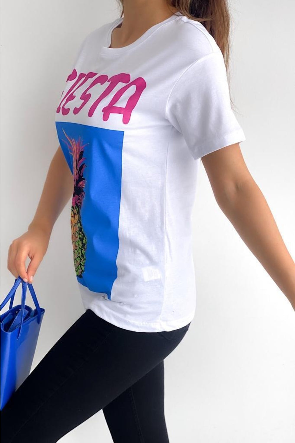 Kadın Siesta Baskılı T-shirt - Beyaz