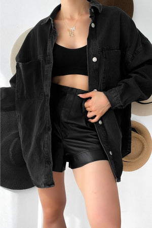Oversize Kot Ceket - Siyah