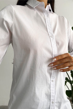 Kadın Yeni Sezon Slim Fit Basic Gömlek - Beyaz