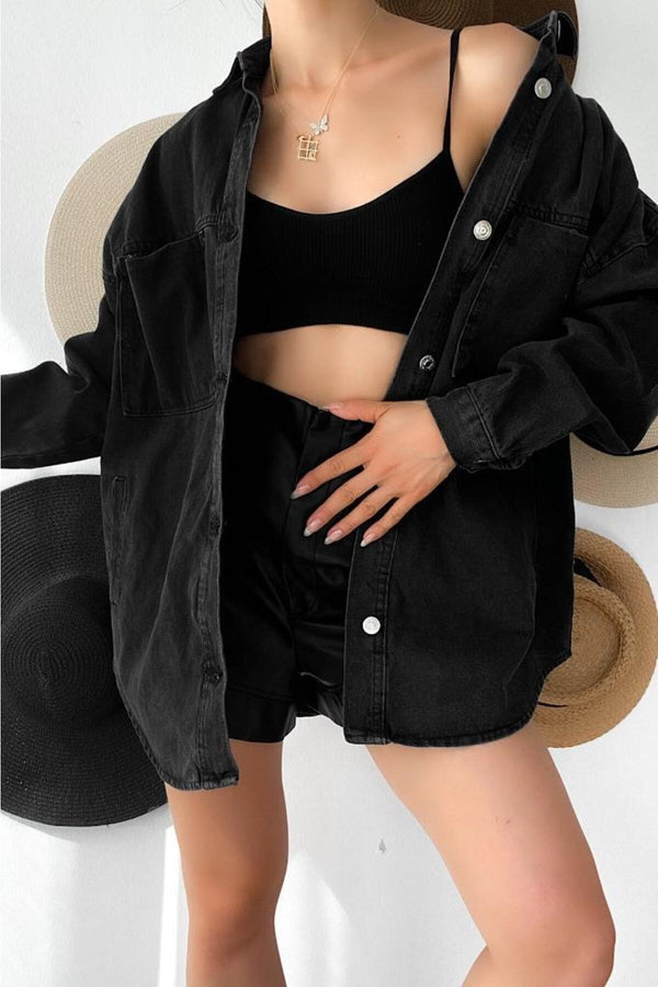 Oversize Kot Ceket - Siyah
