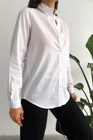 Kadın Yeni Sezon Slim Fit Basic Gömlek - Beyaz