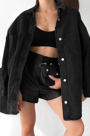 Oversize Kot Ceket - Siyah