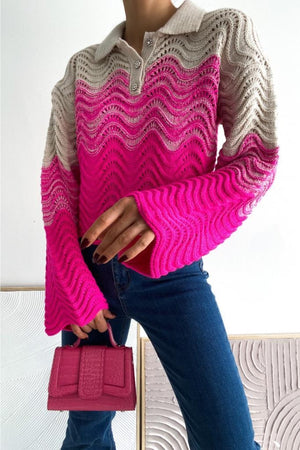Kadın Taş Düğme Detaylı Standart Beden Örme Triko - Pembe