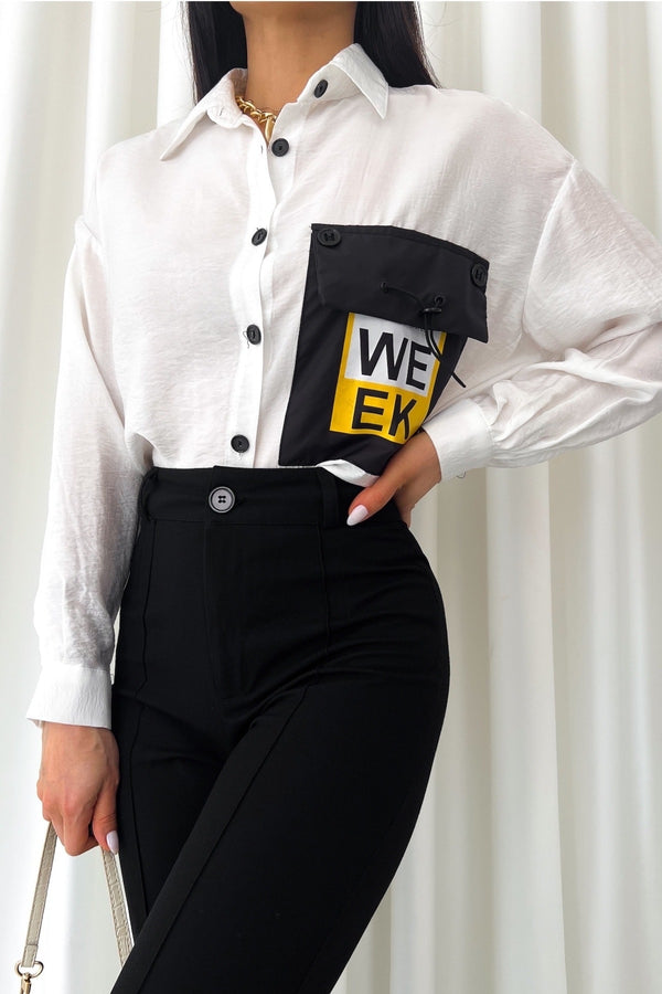 Kadın Yeni Sezon Tasarım Geniş Oversize Gömlek - Beyaz