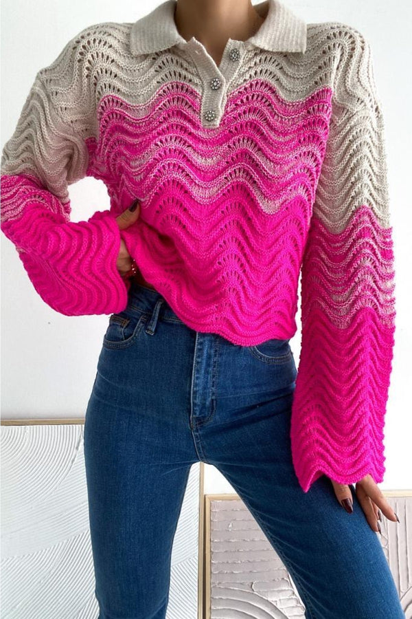 Kadın Taş Düğme Detaylı Standart Beden Örme Triko - Pembe